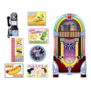 Beistle Soda Shop Signs & Jukebox Props, 11"-5', (8/Pkg) Multicolored - 1 of 1