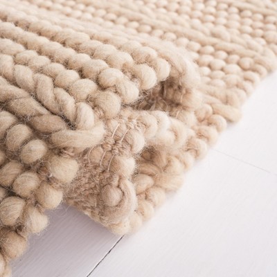 Beige Flat Woven Handmade Wool Area Rug
