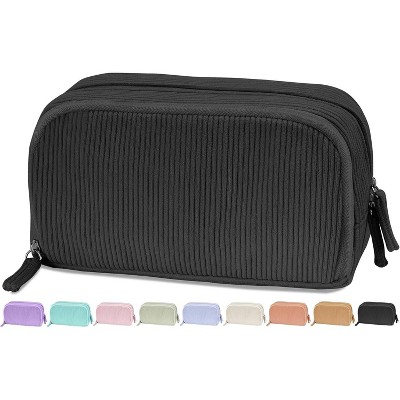 Paaaawaters Big Capacity Pencil Case Pen Pouch, Soft Corduroy Pencil Bag with 3 Compartment, Multiple Pockets, Sturdy Zipper