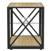 NicBex Industrial 3-Tier End Table with Drawer, Tempered Glass & Metal Frame Side Table, Modern Nightstand for Bedroom, Living Room Small Table - 2 of 4