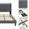 Bed Frame with Charging Station & LED Lights, Modern Platform Bed with Wooden Slats, Upholstered Headboard, No Box Spring, Easy Assembly - 4 of 4