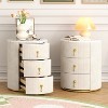 Sapphtopaz Round Night Stand with 3 Drawers Upholstered Bedside Table with Metal Handles, Marbling Stickers Top Nightstand for Bedroom - 2 of 4