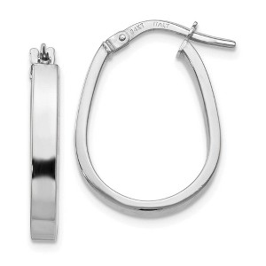 Black Bow Jewelry 3mm U Shape Hoop Earrings in 14k White Gold, 19mm (3/4 Inch) - 1 of 4