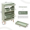 Natural Rattan Shoe Cabinet with 4 Flip Doors and 1 Drawer, Freestanding Shoe Rack Storage Cabinet for Slippers, Sneakers, Heels | Holds 24 Pairs - 2 of 4