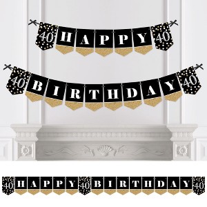 Big Dot of Happiness Adult 40th Birthday - Gold - Birthday Party Bunting Banner - Gold Party Decorations - Happy Birthday - 1 of 4
