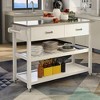 Kitchen Cart With Stainless Steel Counter Top, 2 Drawers, Rolling Kitchen Cart On Wheels With 2 Opening Shelves - 2 of 4