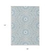 Denim Blue And Ivory Floral Medallion Washable Indoor Outdoor Area Rug - 3 of 4