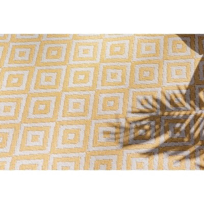 Yellow Ivory Geometric 8' x 10' Flat Woven Outdoor Rug