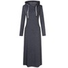 Women Long Sleeve Pullover Pocket Slim Sweatshirt Casual Hoodie Dress Hooded Sweater Dresses Dark Grey M - 2 of 4