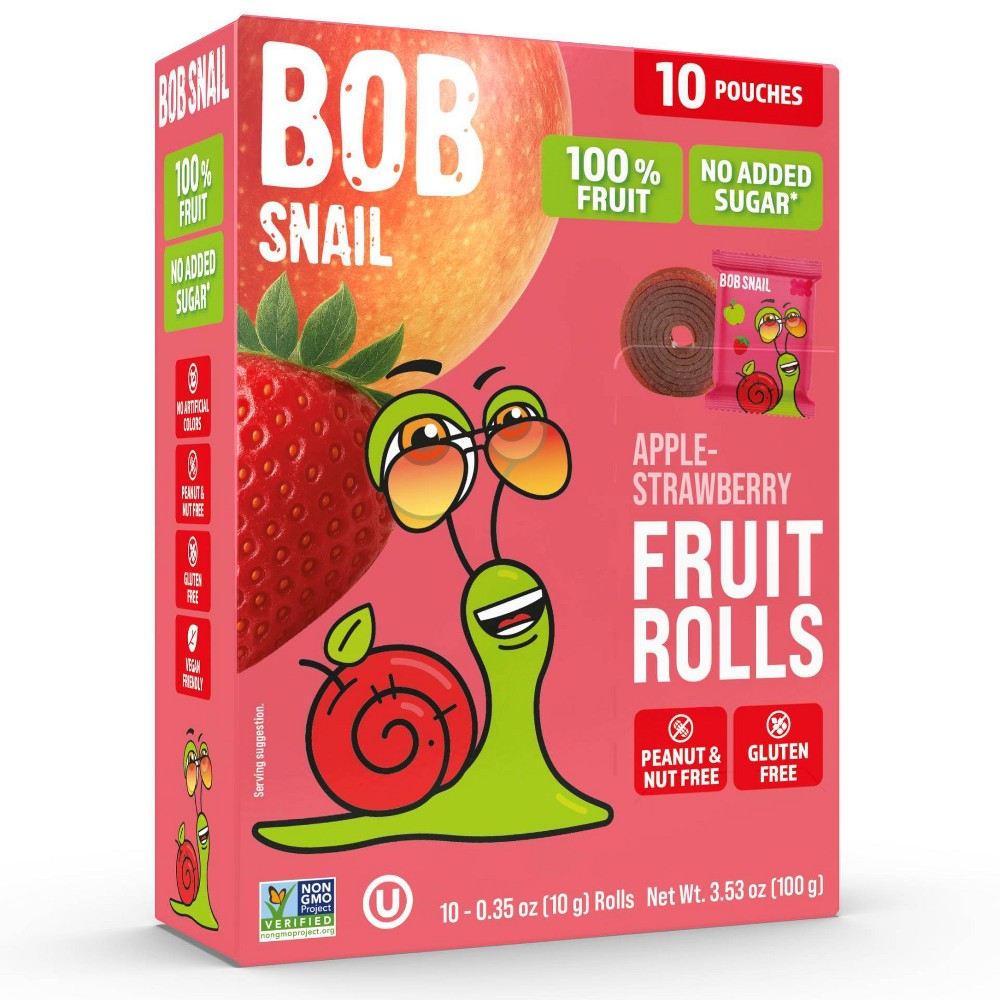 Bob Snail Apple Strawberry Fruit Rolls - 3.53oz/10ct