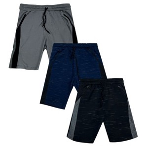 Men's 3 Pack Ultra Soft Fleece Cotton Dual Zippered Pocket Shorts - 1 of 1