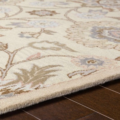 Ivory and Taupe Hand Tufted Wool 6' x 9' Area Rug