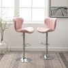 Velvet Upholstered Adjustable Swivel Barstools Set of 2 with Footrest and Chrome Finish for Kitchen or Home Bar - 2 of 4