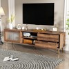 Modern TV Stand for TVs up to 80'', TV Media Console with 2 Glass Doors, Entertainment Center with 2 Drawers & Storage Cabinet, Walnut - ModernLuxe - 2 of 4