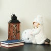 Northlight Tealight Snowball with Kneeling Girl Christmas Candle Holder - 12.5" - White - 2 of 2