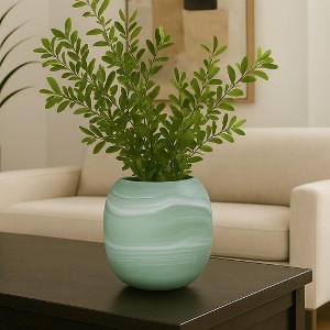 Modern Glam Glass Vase - Accent with Sleek Curved Silhouette and Decorative Contemporary Design for Home, Bedroom, or Office Decor - Green - 1 of 4