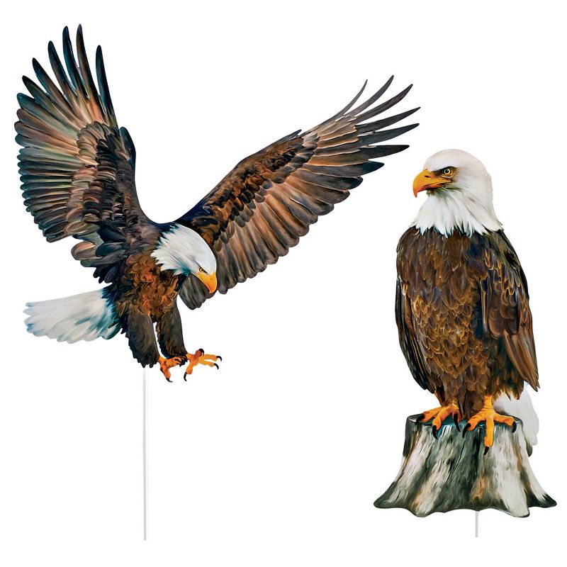 Collections Etc Bald Eagle Yard Stakes - Set of 2, 1 of 3