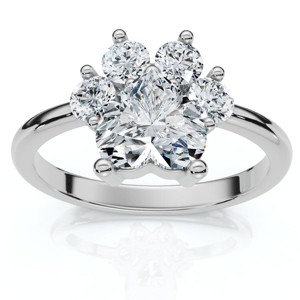 Pompeii3 1 1/3Ct Cat Paw Shape Diamond Ring 14k Gold Lab Created - 1 of 4