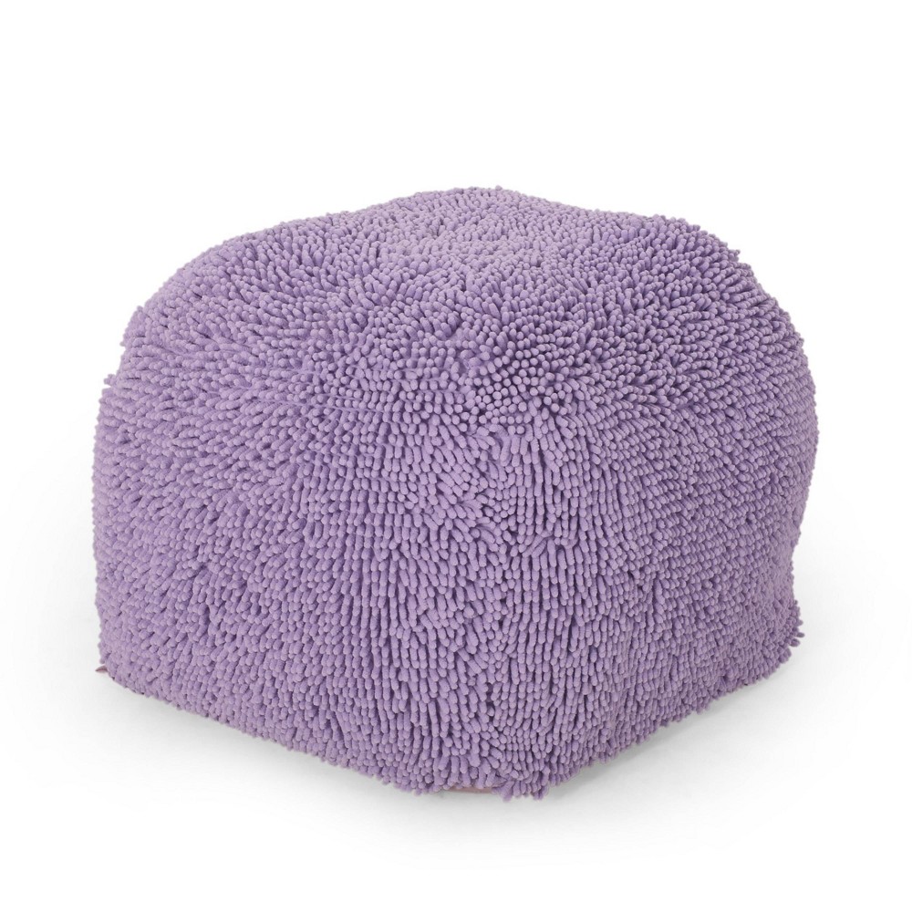 Photos - Pouffe / Bench Moloney Modern Microfiber Chenille Round Pouf Lavender - Christopher Knight Home: Comfy Indoor Seating, Removable Cover