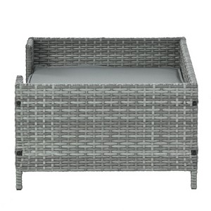Gulches Outdoor and Indoor Waterproof Pet Furniture - PE Wicker Pet Sofa with Cushion in Dark Gray - 1 of 4