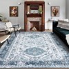 Washable Vintage Rug Non Slip Low Pile Rug Soft Throw Floor Cover Retro Medallion Foldable Indoor Carpet for Living Room Bedroom - 2 of 4