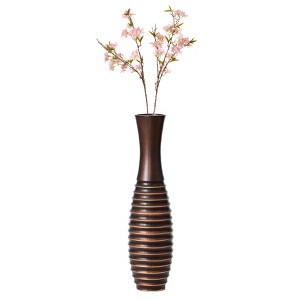 Uniquewise Elegant Decorative Tall Trumpet Shape Floor Vase in Brown Sleek Tall Floor Vase for Living Room, Entryway, or Dining Room - 1 of 4