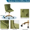 VINGLI Olive Green Velvet Armless Office Desk Chair with Gold Base/Wheels, Small Cute Vanity Chair with Back,Adjustable Rolling Nail Chair - 4 of 4