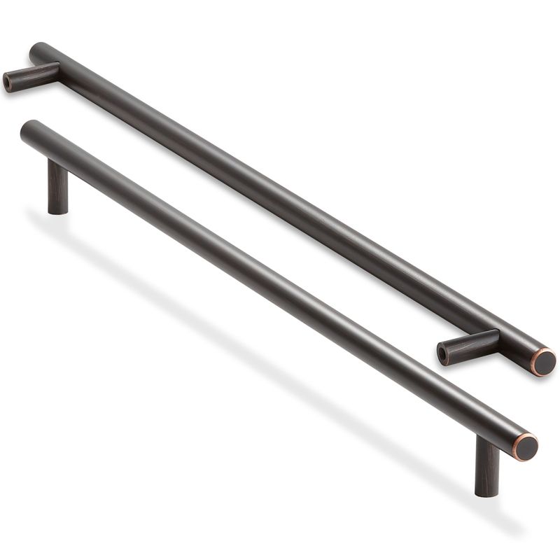 Cauldham Solid Stainless Steel Euro Cabinet Pull Oil Rubbed Bronze (15-5/8" Hole Centers) - 2 Pack, 2 of 8