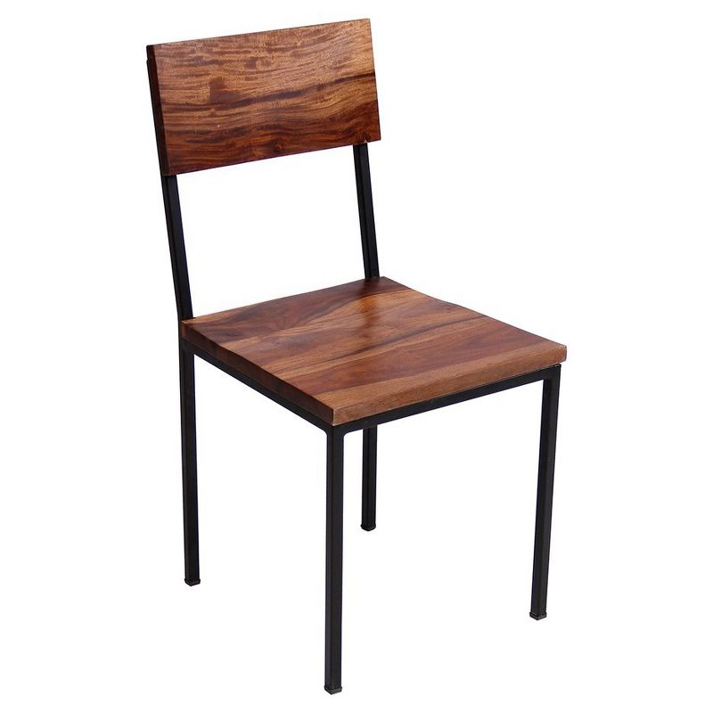 Set of 2 Sheesham Wood and Metal Chair - Timbergirl, 4 of 7