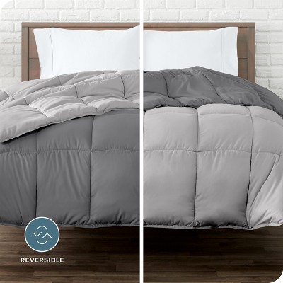 Twin XL Reversible Gray Microfiber Down Alternative Comforter Set
