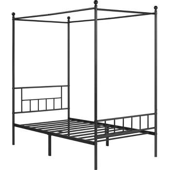 Yaheetech Metal Canopy Platform Bed Frame with Headboard and Footboard and Slatted Structure