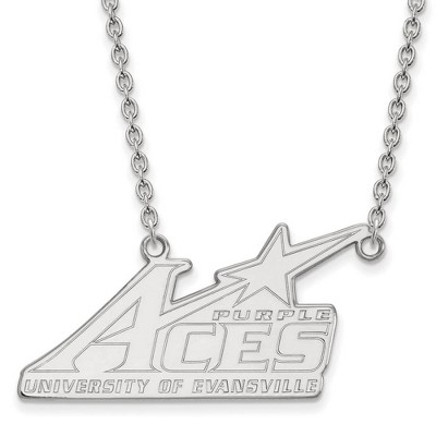Black Bow Jewelry 14k White Gold Evansville Purple Aces NCAA Necklace 18 Inch