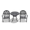 Akoasm 3-Pieces Aluminum Patio Dining Table With Umbrella Hole And Brown Cushions-Black - 4 of 4