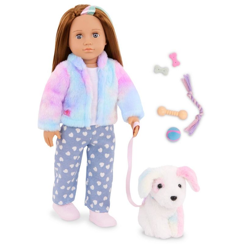Our Generation Skylar &#38; Bow Matching 18&#39;&#39; Doll &#38; Pet Rainbow Puppy Set, 1 of 10