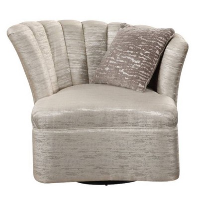Athalia 42" Beige Wood Barrel Swivel Chair