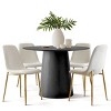 5 PCS Dining Table Set for 4 Modern Wood Round Table With 4 Upholstered Chairs for Dining Room,Farmhouse,Kitchen-Tanpinhause - 2 of 4