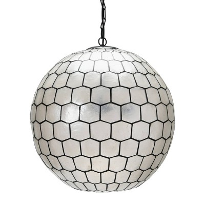 Black Capiz Globe Pendant Light with LED and Incandescent Options