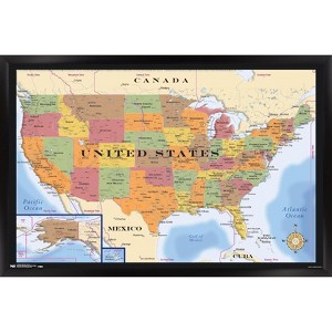 Trends International Map - USA Time Zones Framed Wall Poster Prints - 1 of 4