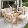 Christopher Knight Home Norman 5 Pieces Outdoor Slat Design Acacia Wood Upholstered Seating Set - 2 of 4