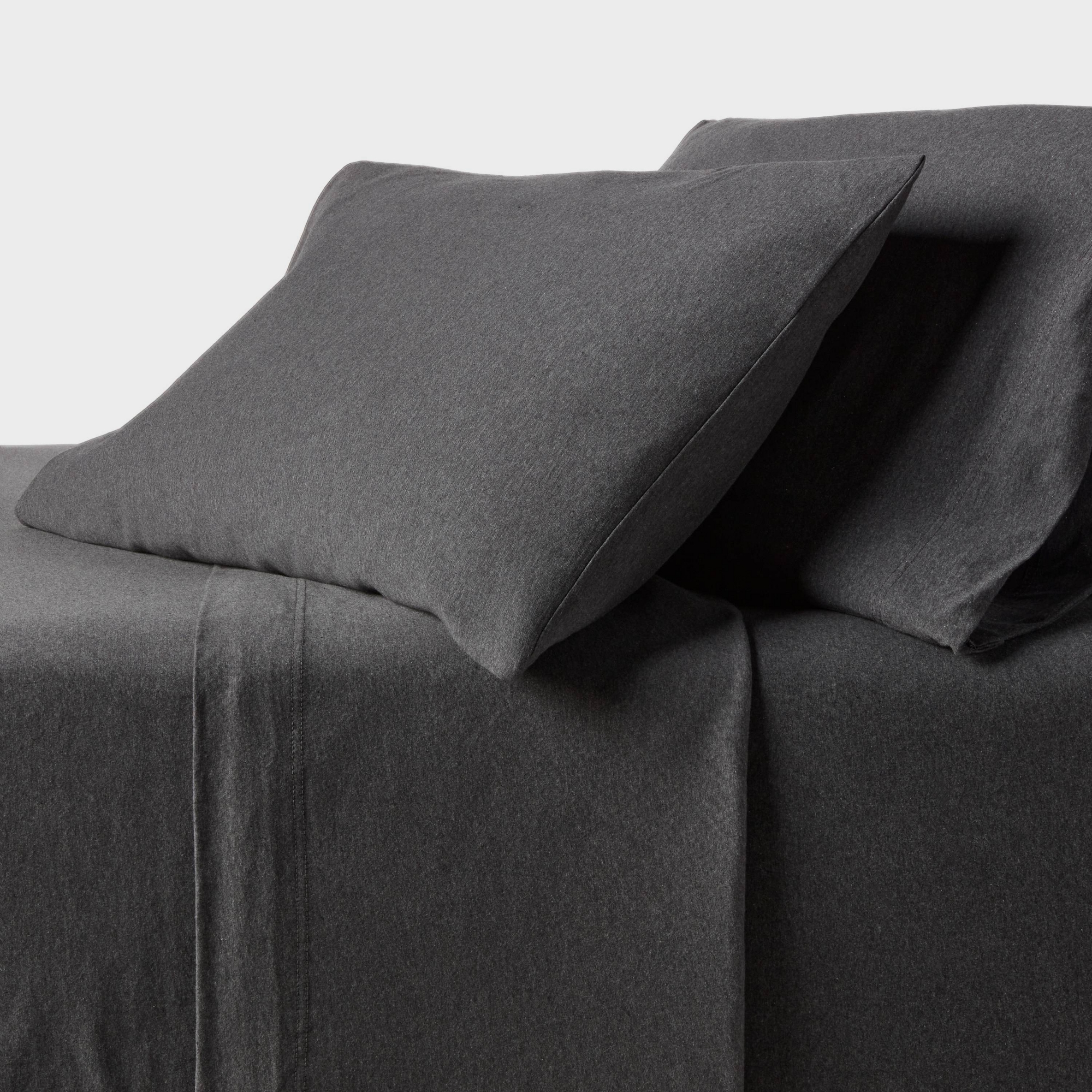 Queen Cotton Jersey Sheet Set Heather Charcoal - Threshold™