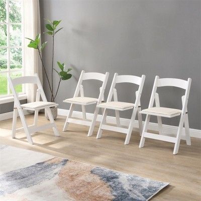 Upholstered Folding Chair Set of 4, Folding Dining Chair with Padded Seat, Portable Wood Accent Chairs for Dining Room Restaurant Office Events