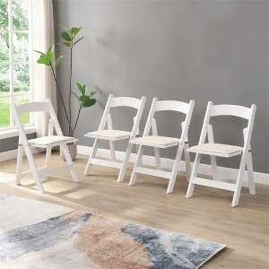 Upholstered Folding Chair Set of 4, Folding Dining Chair with Padded Seat, Portable Wood Accent Chairs for Dining Room Restaurant Office Events - 1 of 4