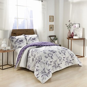 Purple Jasmeen Reversible Comforter Set (Queen) - Marble Hill