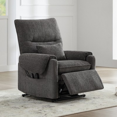 Power Lift Assist Recliner Arm Chair Chenille with Adjustable Back & Footrest, Side Pocket & Lumbar Support