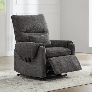 Power Lift Assist Recliner Arm Chair Chenille with Adjustable Back & Footrest, Side Pocket & Lumbar Support - 1 of 4