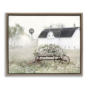 Stupell Industries Endearing Vintage Flower Wagon Floating Frame Canvas Art, Brown, 21" x 17" - 1 of 4