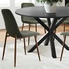 5 Pcs Dining Set for 4 Round Dining Table with Crossed Metal Legs and Oak Grain Upholstered Chairs for Kitchen and Dining Room - Tanpinhause - 2 of 4