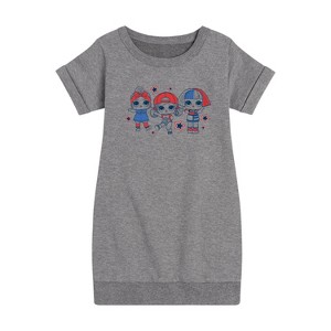 Girls' - LOL Surprise! - Fourth of July Graphic Short Sleeve Fleece Dress - 1 of 4