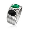 Ross-Simons Onyx and 1.30 Carat Emerald Toi Et Moi Ring in Sterling Silver - 3 of 4