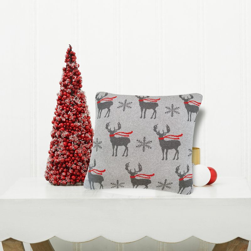 C&F Home 20" x 20" Deer Scarf Christmas Holiday Knitted Throw Pillow, 5 of 9